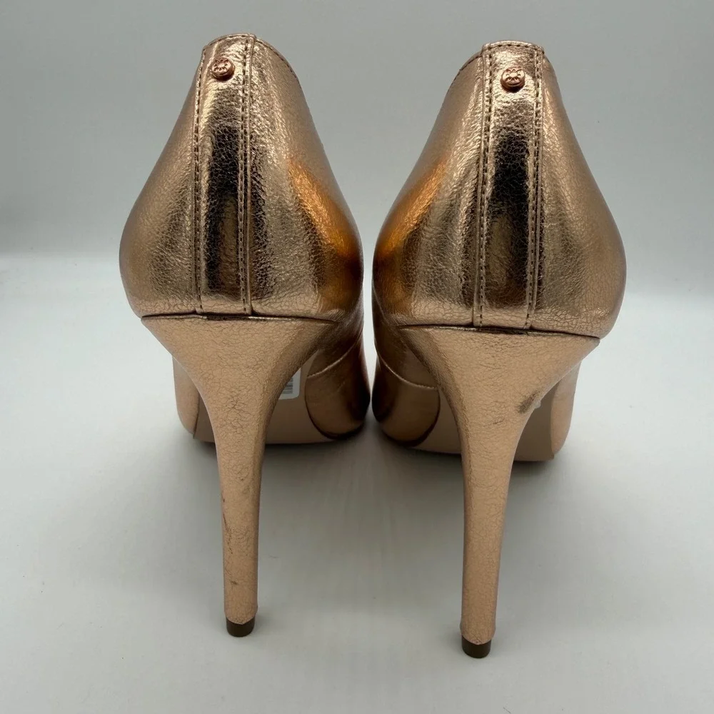 BCBGeneration Womens Rose Gold Metallic Pointed Toe Pump Heels 4.5 Inch Stiletto